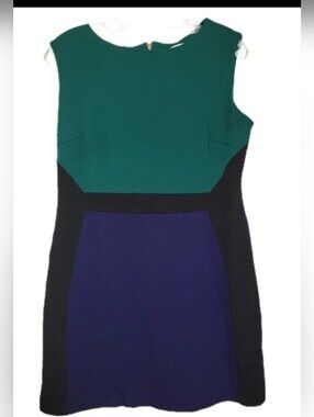 Jade Melody Tam Green Blue Black Color Block Knit Dress Med Minimalist  Stretch